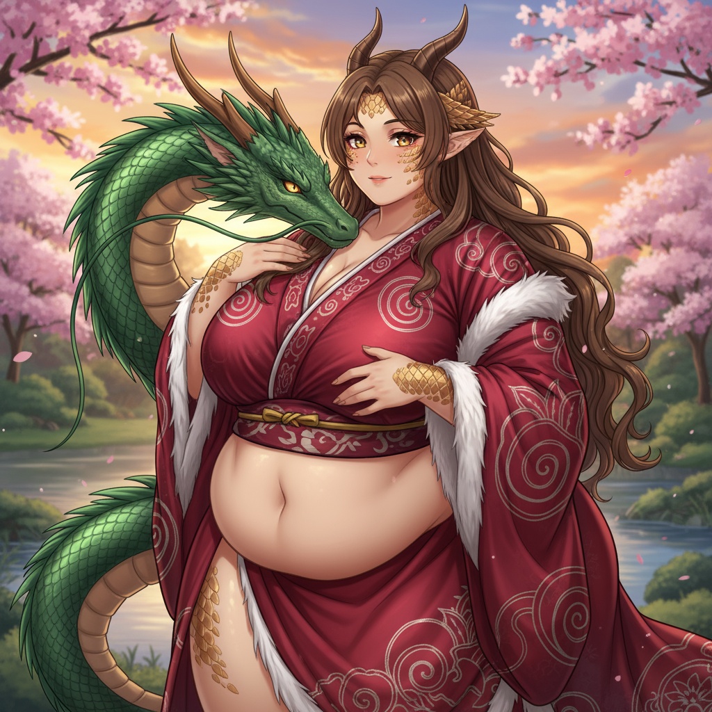 Fat Anime Woman with Dragon