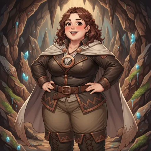 Chubby Anime Woman in a Cave